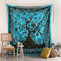 Vista 13 de Popular Handicrafts Tapiz para colgar en la pared, diseño hippie, bohemio, árbol de la vida, hippy psicodélico, tapices indios, 53 x 78 pulgadas