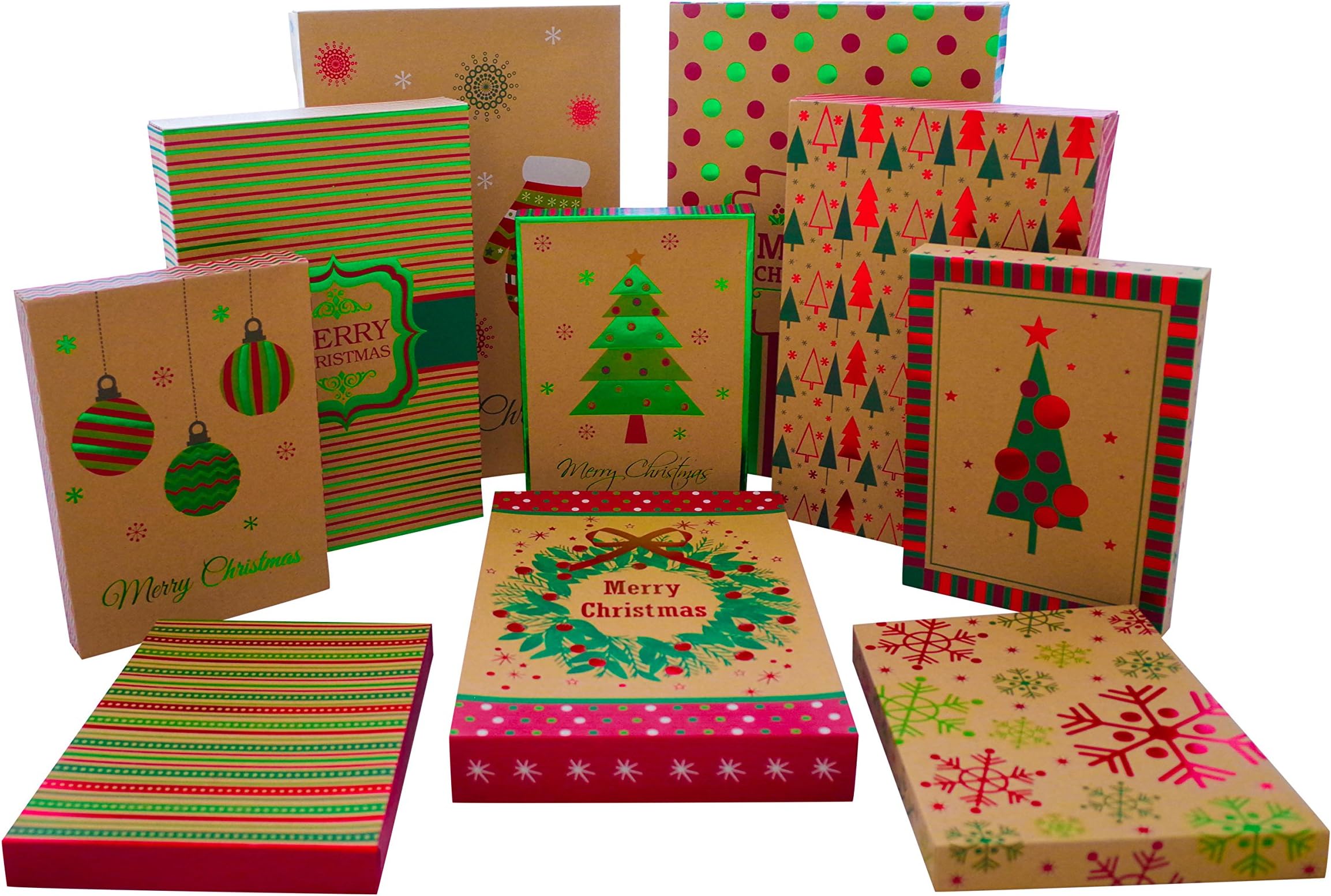 Set of 10 Foil Clothing Boxes - 3 Sizes - Largest Measures 17in X 11in X 2.5in