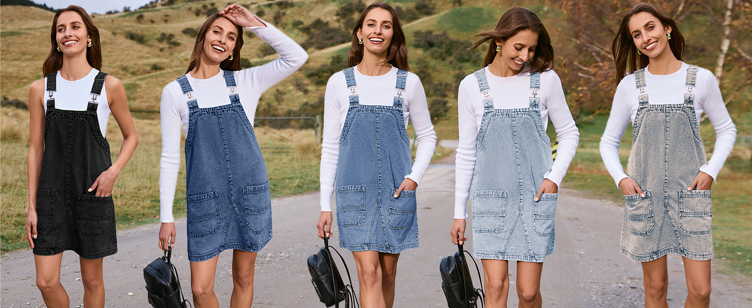 denim overall dress amazon Amazon.com: BerryGo Women's Denim Overall Dress Jean Sleeveless Mini  Pinafore Adjustable Straps Overall Dress Black M : Clothing, Shoes & Jewelry