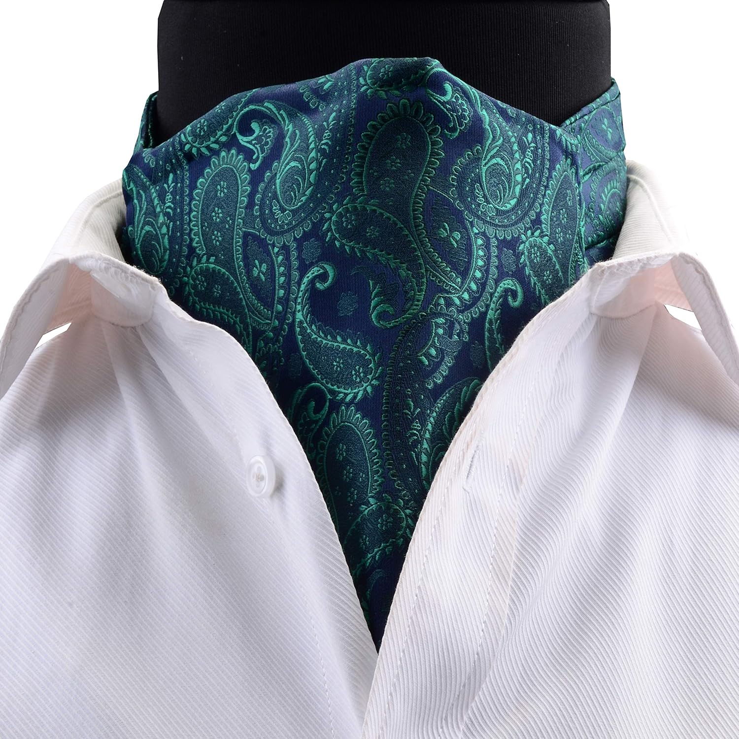 GUSLESON Men's Ascot Paisley Floral Jacquard Woven Gift Cravat Tie and Pocket Square Set - Image 3