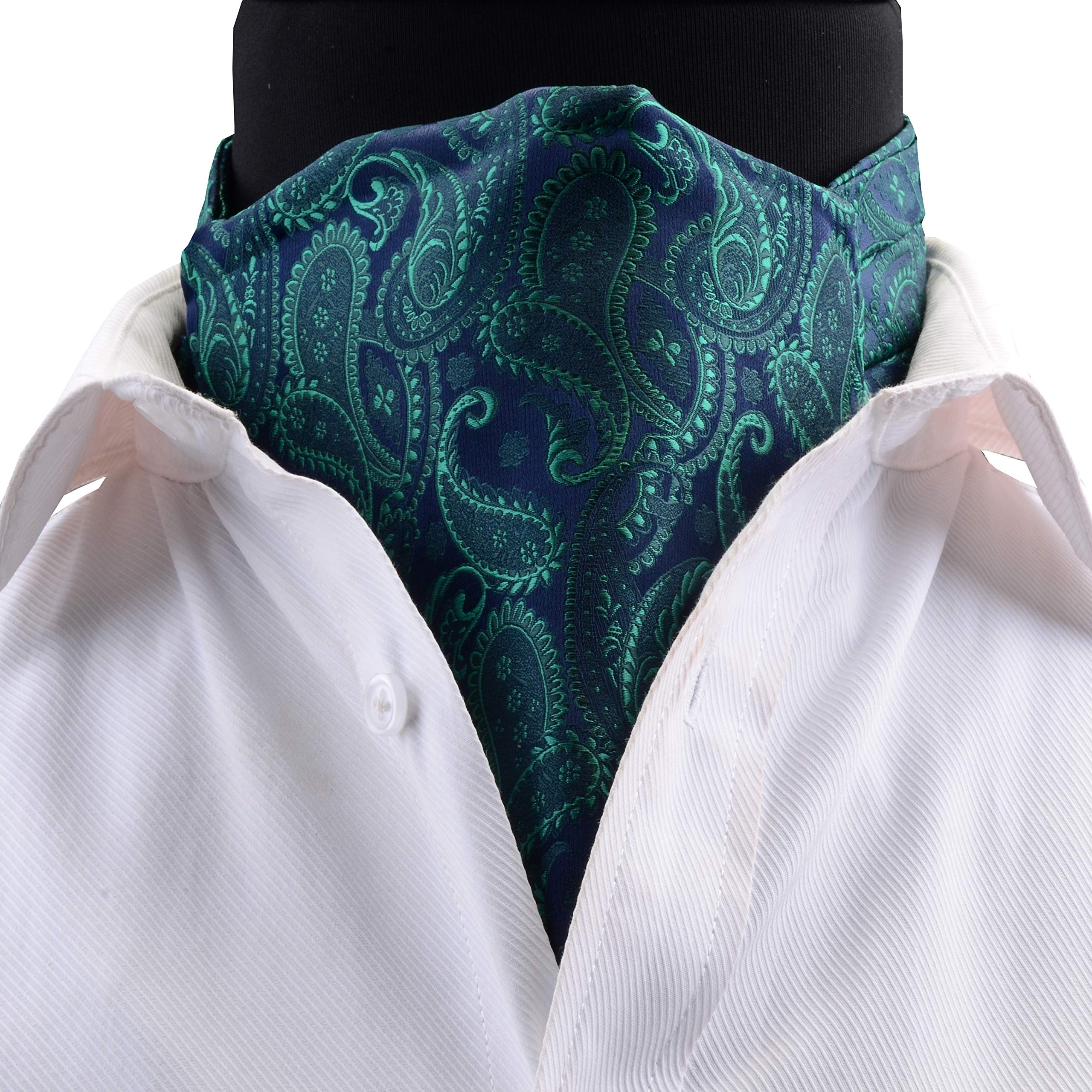 Men's Paisley Floral Jacquard Soft Silk Cravat Tie for Gentlemen | Ascot Necktie for Formal, Office, Business, Weddings & Parties | Pair with Suits, Coat & Blazer Outfit-image-31