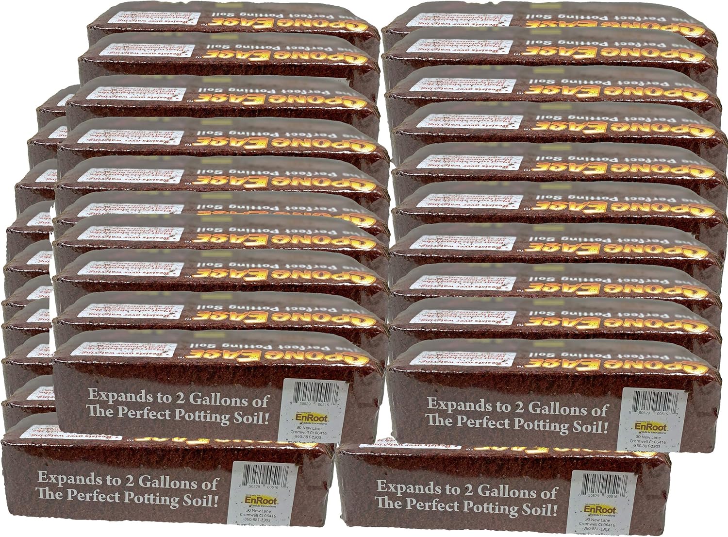 Coco Coir Brick, Makes 2 gals Potting Soil for seedlings, Rooting, Vegetables, Berries, Roses, Orchids, House Plants, hydroponics, Worm Farms, Animal Bedding (20 Pack)
