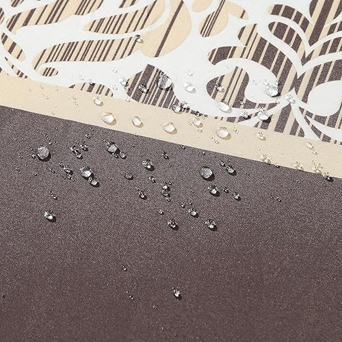 Miniatura 3 de Cortina de ducha de tela marrón, estampado bohemio de cachemira y damasco para baño, cortinas de baño impermeables, 72 pulgadas de ancho x 72