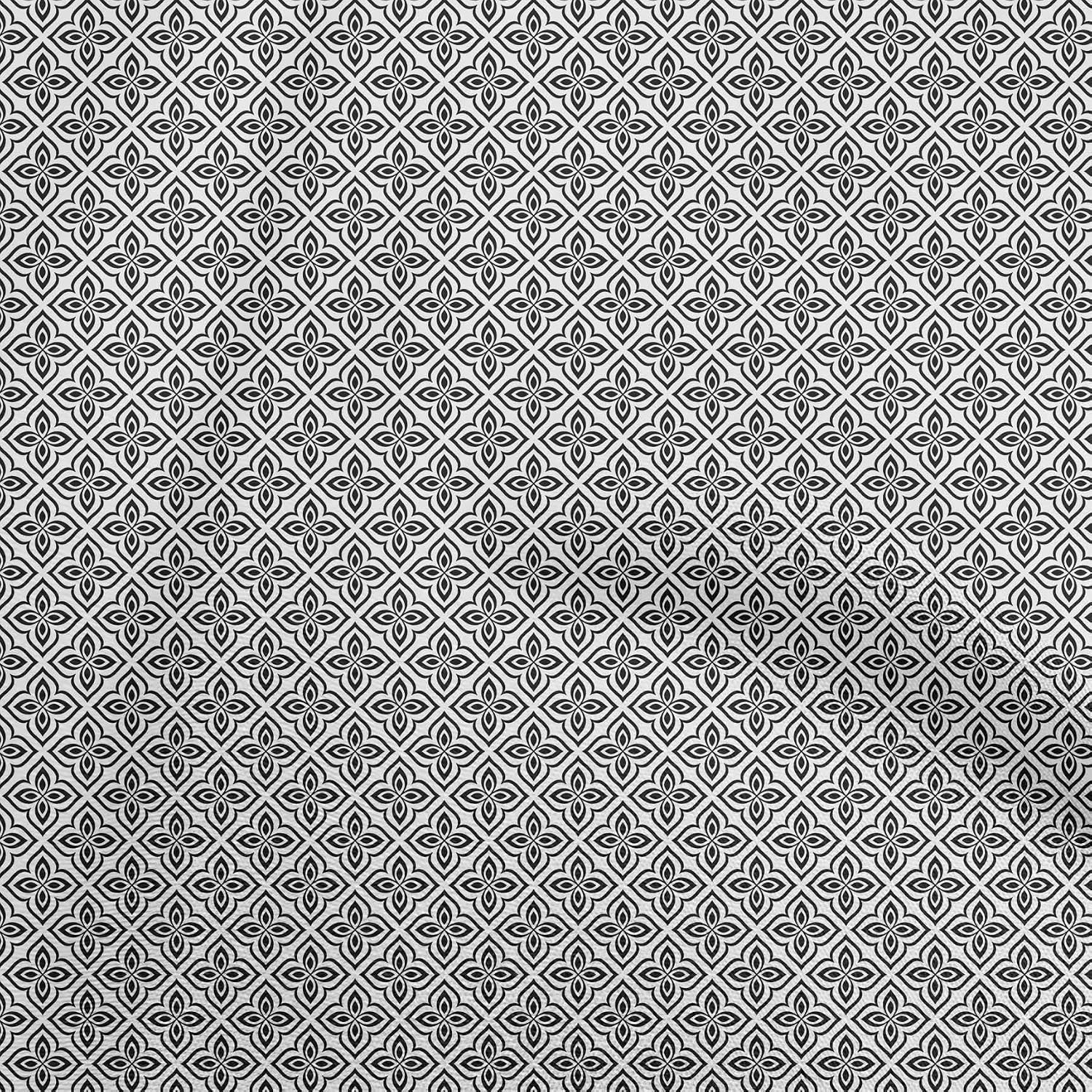 oneOone Cotton Flex Black Fabric Asian Block Sewing Material Print Fabric by The Yard 40 Inch Wide