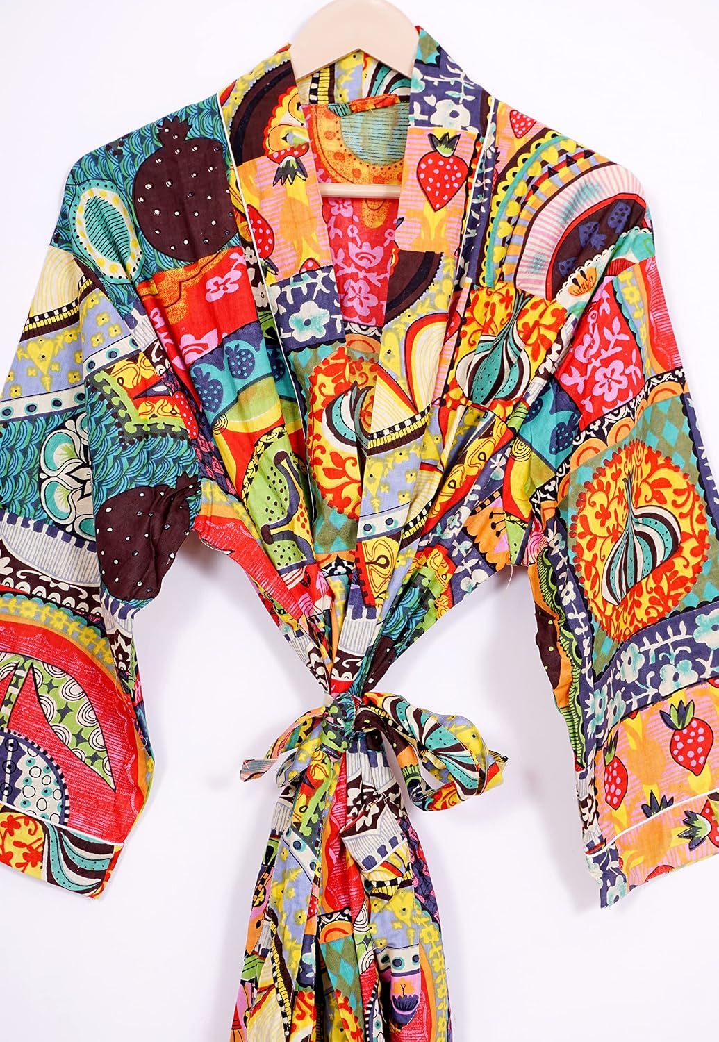 Pure 100% Cotton Robe For Womens Bathrobe Dressing Gown Long sleepwear Free Size Kimono