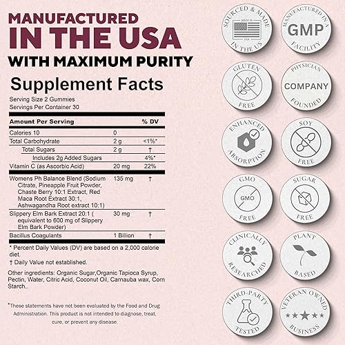 Miniatura 6 de Gomitas probióticas vaginales 8 en 1 para mujer, humedad íntima, pH equilibrado, olor saludable, equilibrio de levadura y apoyo de flora + vitamina