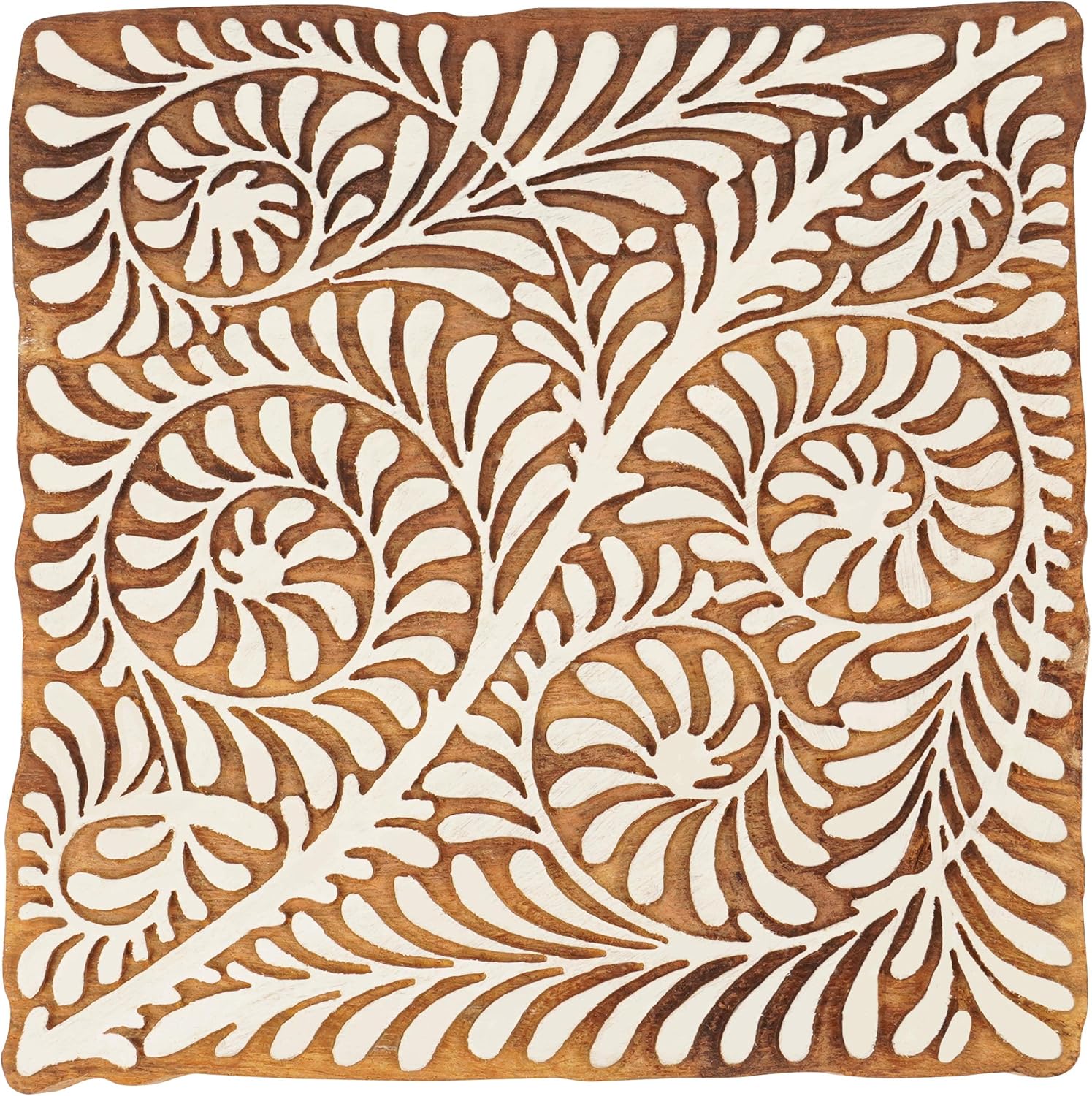 IBA Indianbeautifulart Textile Printing Block Asian Leaf Block Hand Carved Wooden Stamp Wood Block Printing Textile Stamp for Fabric/Pottery Blocks- 6 Inches