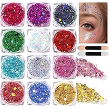 Teenitor Body Glitter Face Glitter Makeup Festival Glitter, 12 Colors Face and Body Glitter Gel, Hair Glitter Gel, Body Makeup