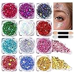 Teenitor Body Glitter Face Glitter Makeup Festival Glitter, 12 Colors Face and Body Glitter Gel, Hair Glitter Gel, Body Makeup