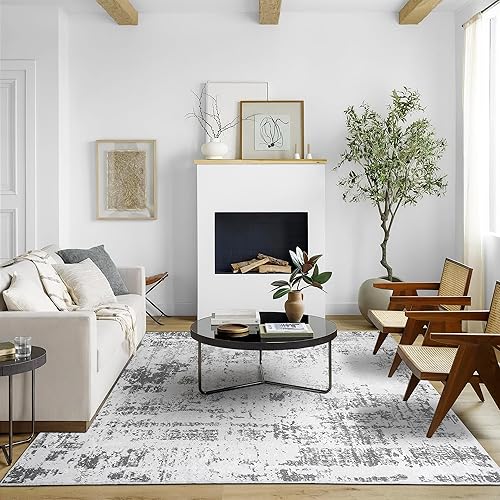 Miniatura 3 de RYB HOME Alfombra lavable de 5 x 8 pies, alfombra para silla de oficina, ultra suave, de lana sintética, antideslizante, moderna alfombra abstracta