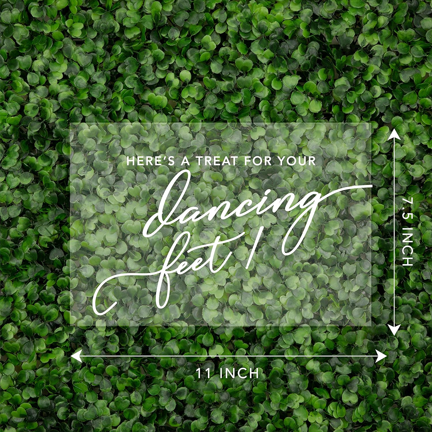 Andaz Press Scripted Here's A Treat For Your Dancing Feet Acrylic Sign, 7.5 x 11 Inch, Stand Included, Wedding Sign, Reception, Flip Flops Sign, Please Take A Pair