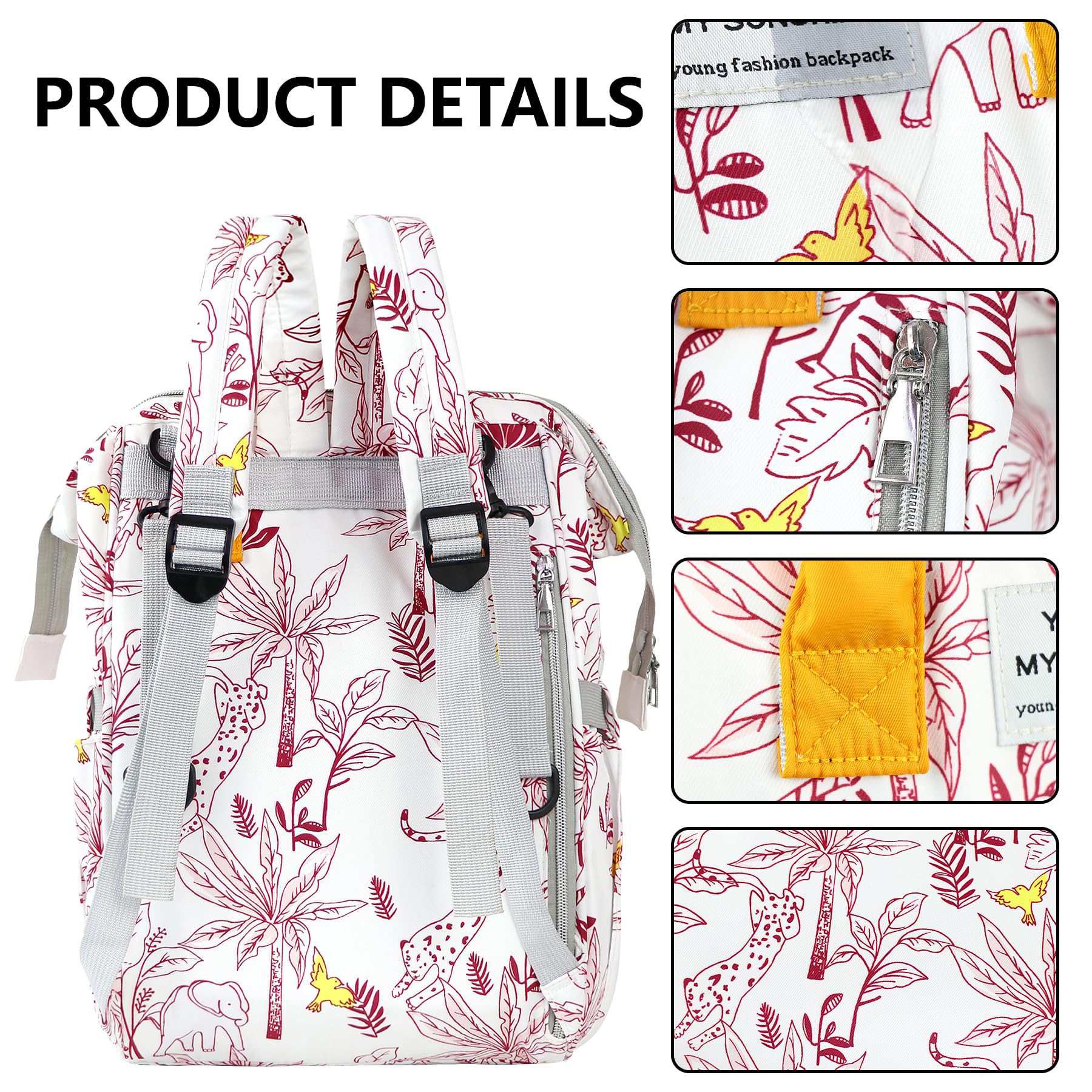 LEcylankEr Zaino Mamma Multifunzione Neonato Grande Capacità Borsa per Pannolini in Tessuto Oxford con Tasche Isolanti Zaino Fasciatoio per Cambio