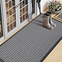 Vista 31 de Smiry Tapete para puerta delantera, entrada exterior, tapete de goma natural resistente, antideslizante, atrapa la suciedad y la humedad, fácil