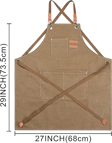 Miniatura 2 de MT WORLD Delantal para hombre, carpintería, cocina, lona con bolsillos, relleno de calcetines de Navidad y cumpleaños para hombres