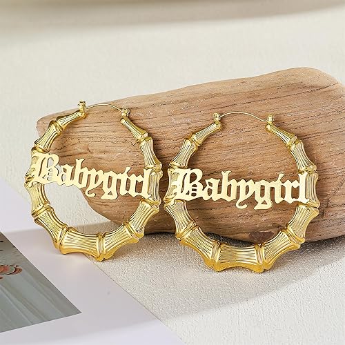 Miniatura 3 de 2 aretes de aro de bambú dorados para mujer, estilo de los años 80 y 90, aros de puerta de estilo de los años 80, tamaños pequeños a grandes, forma