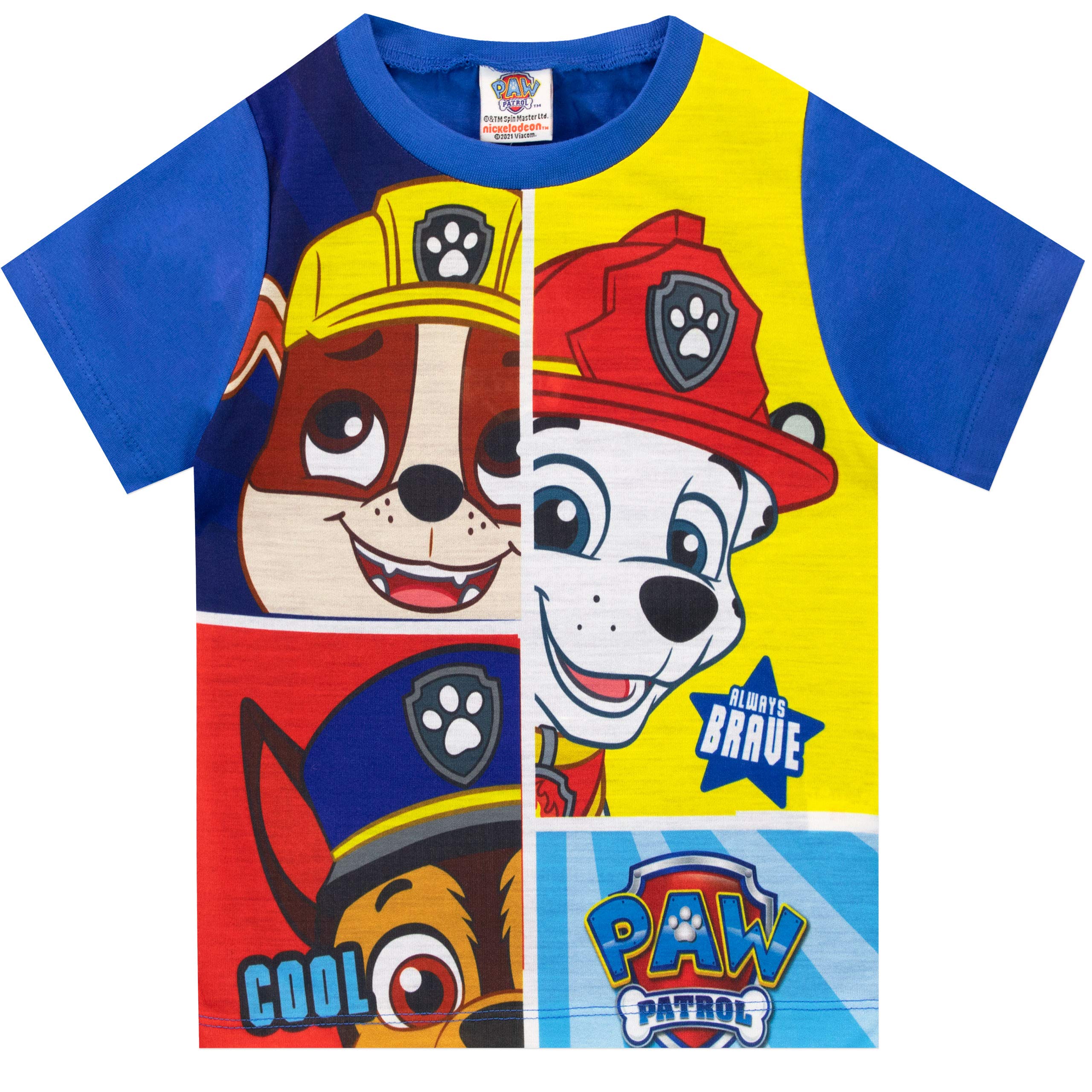 Paw Patrol - Chase Rubble Marshal - Pigiama a Maniche Corte per Bambini