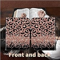 Vista 5 de Bolsa de Biblia con estampado de leopardo con purpurina, funda grande para la Biblia para mujeres y hombres, bolsa multifuncional para iglesia