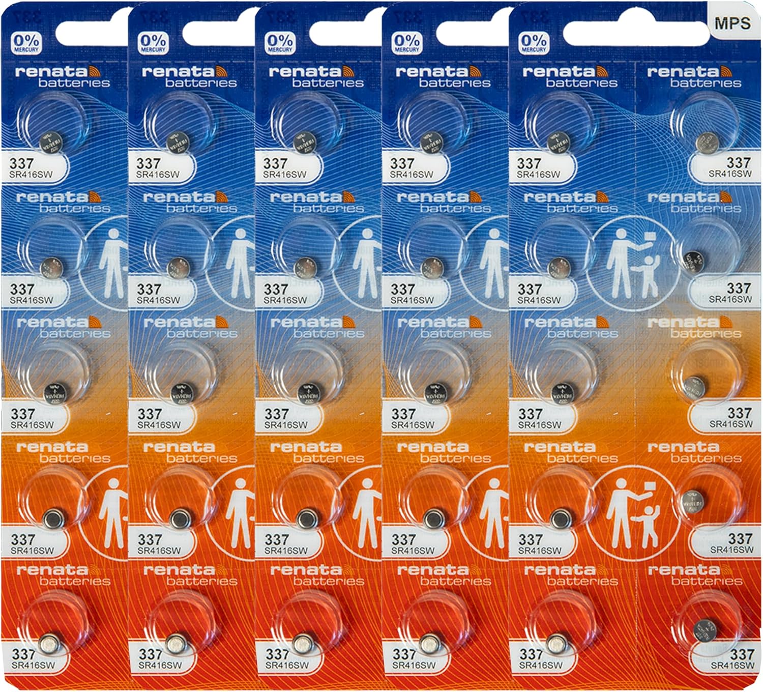 Renata 337 SR416SW Batteries - 1.55V Silver Oxide 337 Watch Battery (50 Count)