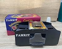 Vista 9 de FAMKIT Barajador automático de cartas de póquer, máquina barajadora de tarjetas eléctrica a pilas para 1-2 cubiertas, barajador portátil de una sola