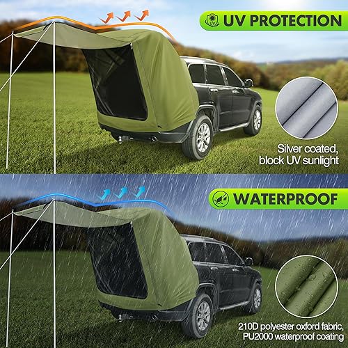 Miniatura 2 de Tienda de campaña para portón trasero SUV con toldo  Tienda de campaña impermeable SUV para camping, coche, hatchback, camión, toldo de techo,