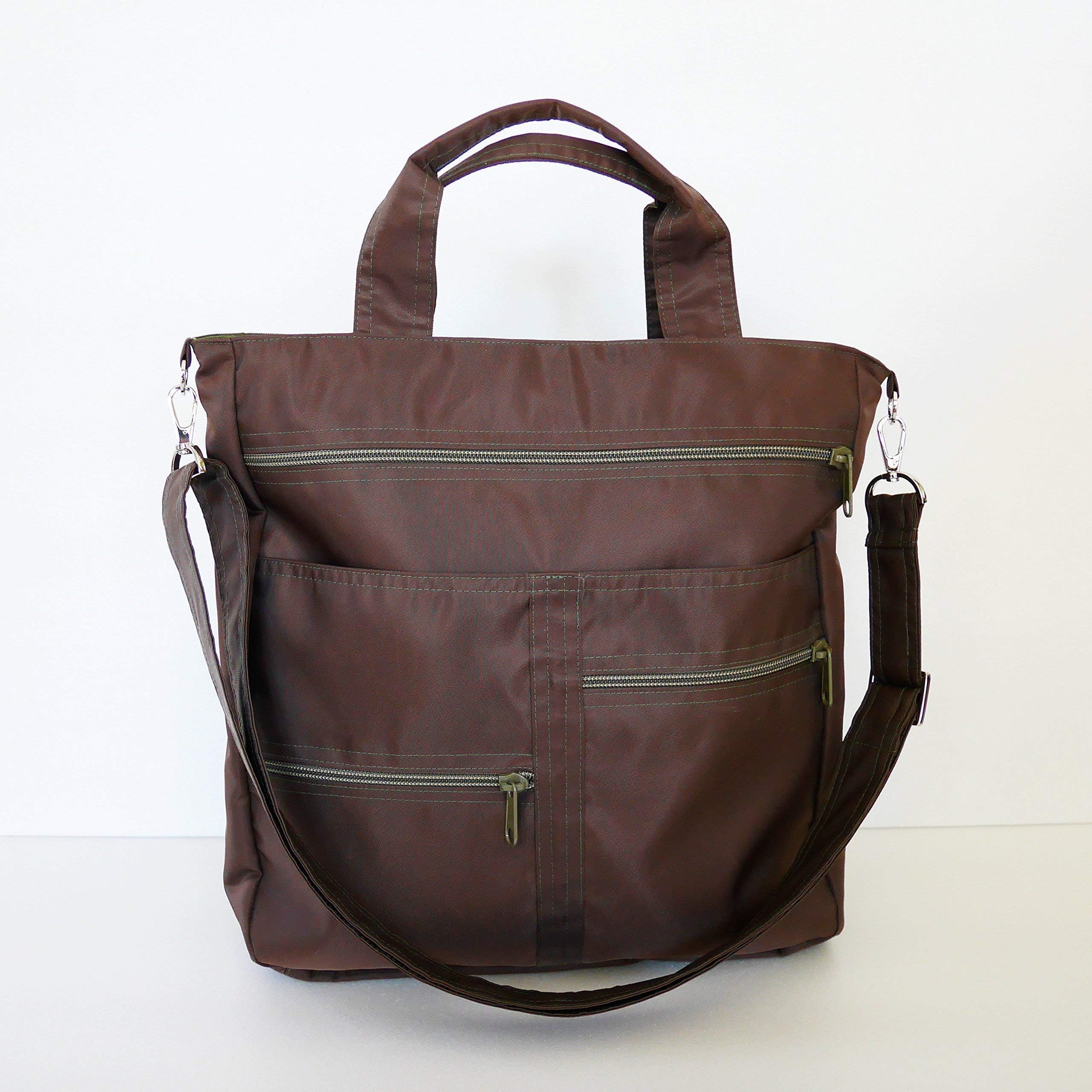 Virine dark brown water resistant laptop bag, cross body bag, messenger bag, purse, everyday bag, handbag, travel bag, laptop bag, tote, women - MELISSA