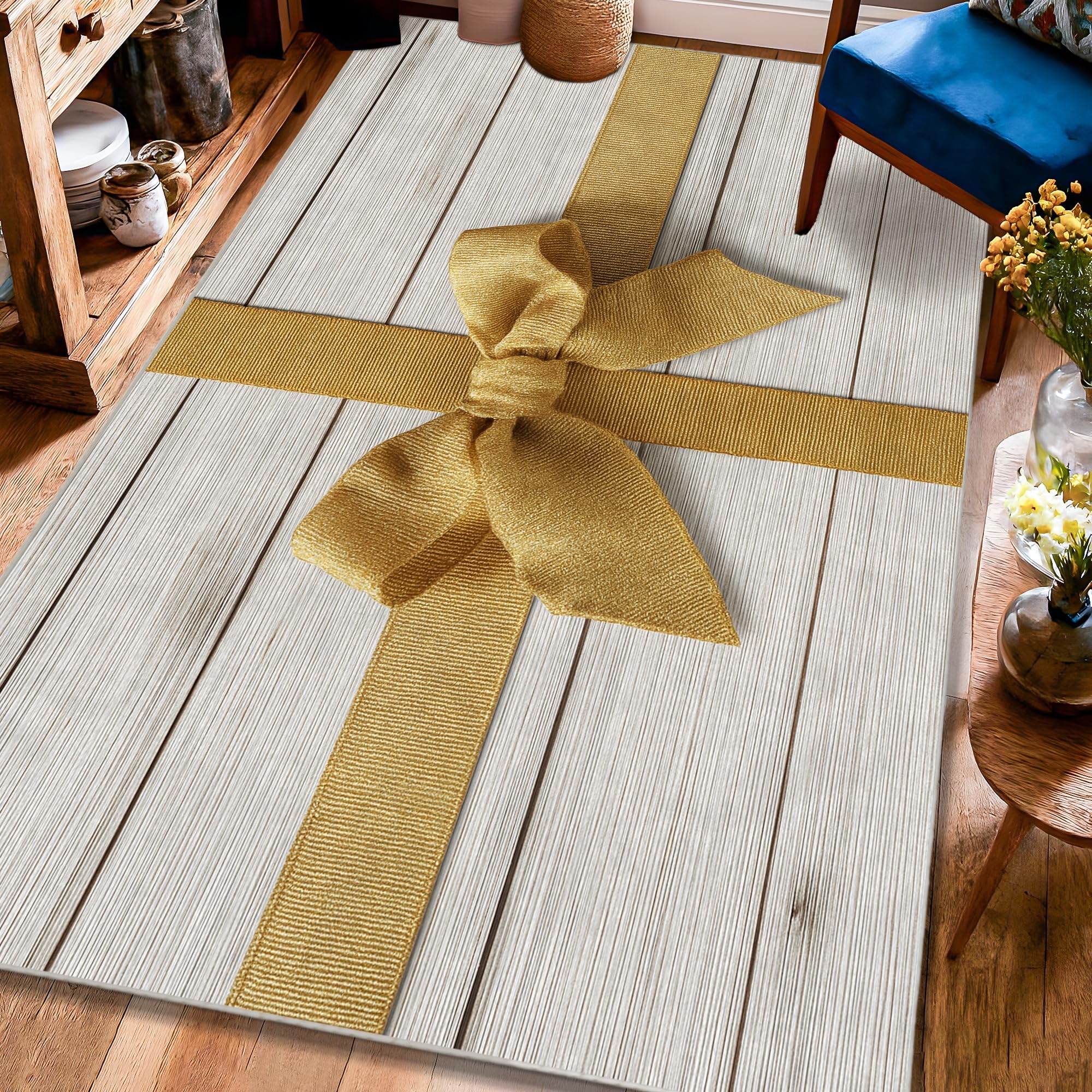 Tapis en bois beige rustique parfait sous la table de salle à manger