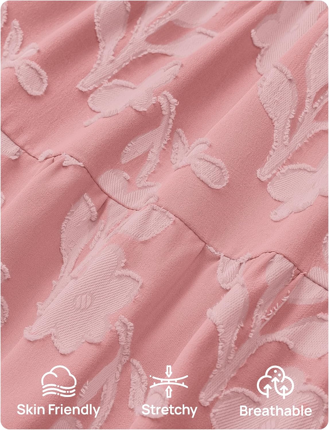 ZESICA Women's Summer Boho Floral Midi Dress 2026 Casual Flutter Short Sleeve Crewneck Smocked Flowy Beach Long Dresses - Image 7