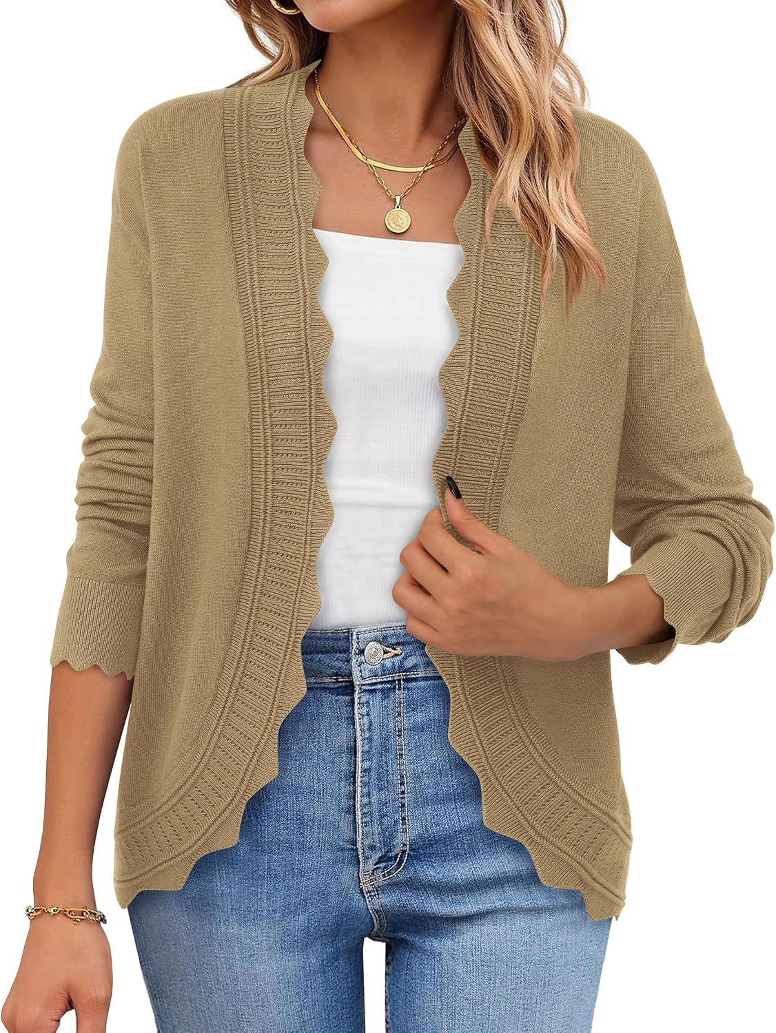 PRETTYGARDEN Cardigans for Women Lightweight Casual Long Sleeve Knitted Open Front Shrugs Sweaters 2026 Fall Clothes