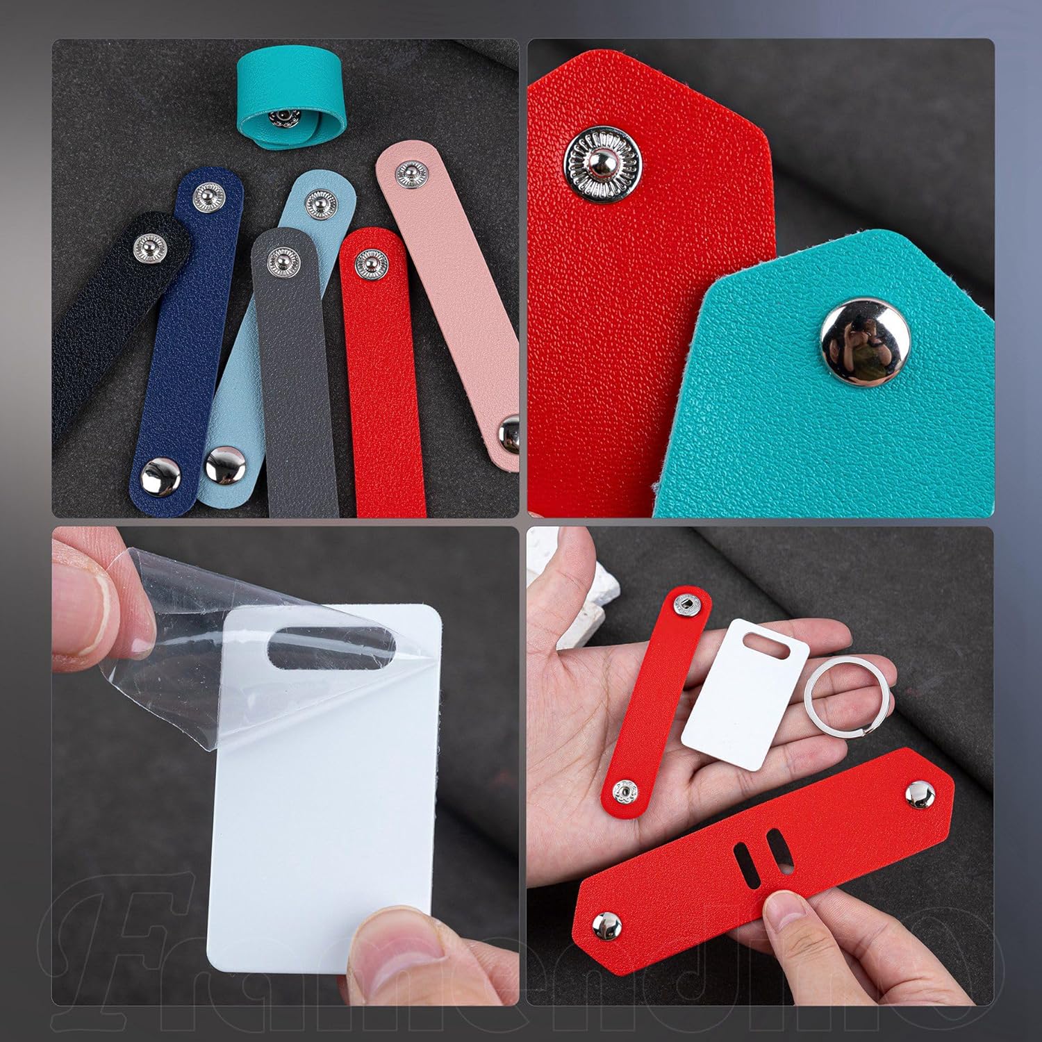 Framendino, 10 Pack Sublimation Blank Keychain With Leather Cover Heat Transfer Key Chains for DIY Craft Gifts (10 Colors) - Image 6