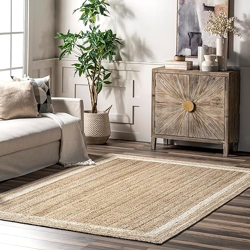 nuLOOM Rikki - Alfombra costera trenzada de yute, 3 x 5, color blanco hueso