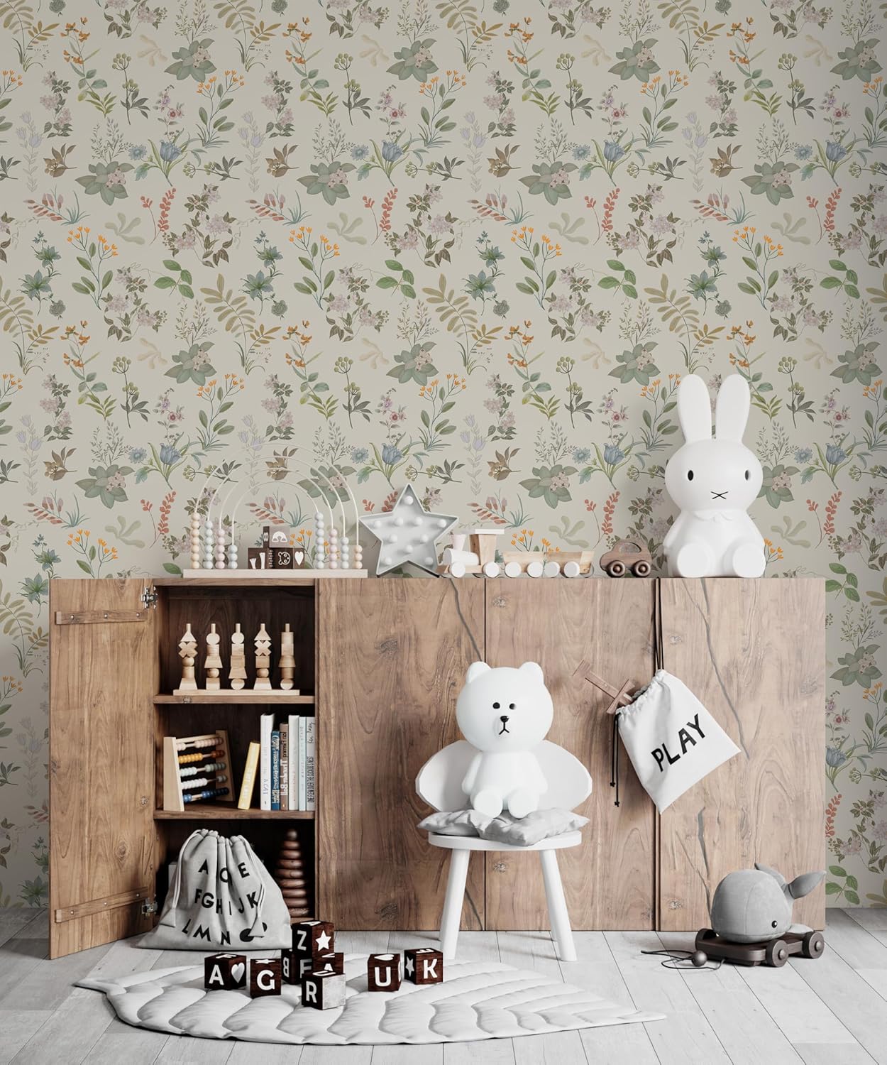 Wallpaper Peel and Stick Beige Floral Wallpaper17.7 x473 Vintage Self Adhesive Leaf Wildflowers Contact Paper Boho Farmhouse Wall Paper for Bedroom Renter Friendly Cabinet Decor