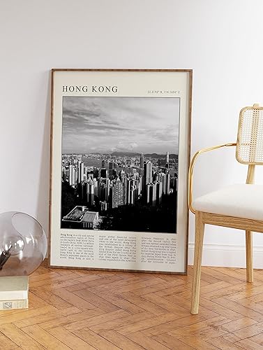 Miniatura 2 de Impresión de pared de Hong Kong, arte de pared de Hong Kong, impresión de pared de China, arte de viajes de Asia, decoración de viajes, blanco y