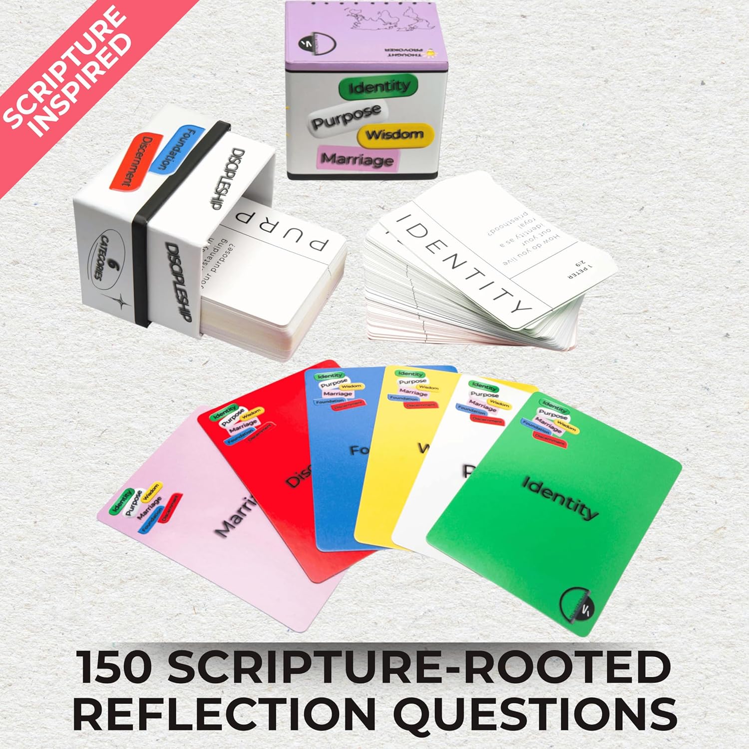 Christian Conversation Cards – 150 Scripture Reflection Questions to Deepen Faith & Spark Meaningful Discussion | Bible Devotional Cards for Groups & Personal Growth | Thought Provoker