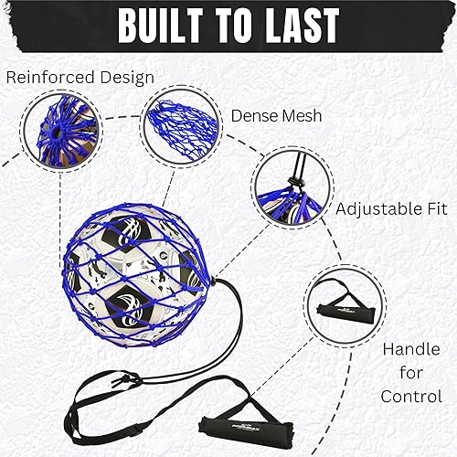 Miniatura 2 de PodiuMax Mango de entrenador de fútbol individual con nuevo diseño de red bloqueada de bola, pelota de fútbol elástica para entrenamiento de