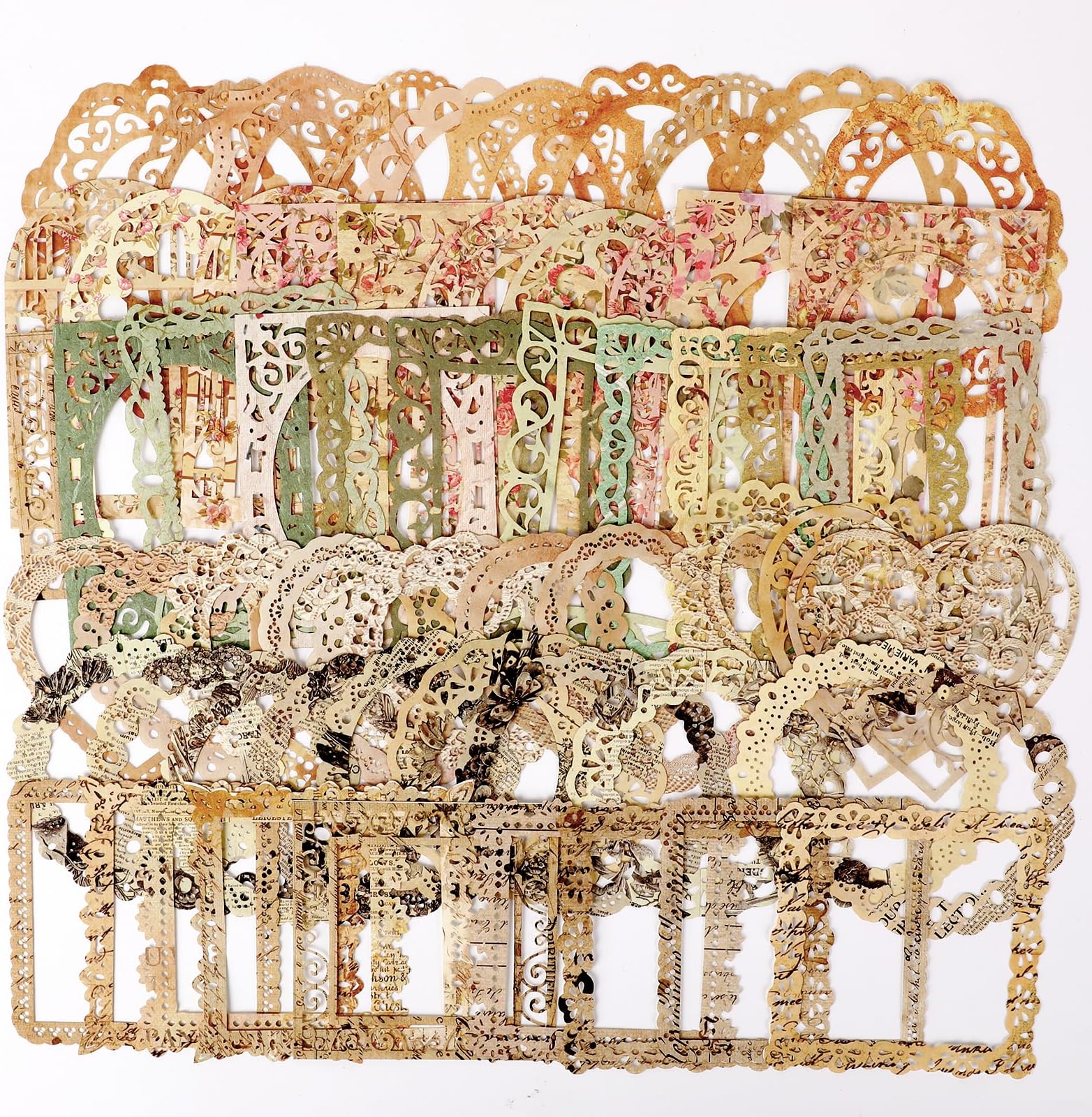 60Pcs Scrapbook, Scrapbooking Lace Frames and Borders Vintage Scrapbook Cutouts Paper Lace for Scrapbook Supplies Frames Vintage Cutout Lace Scrapbook Paper for Junk Journal Crafts