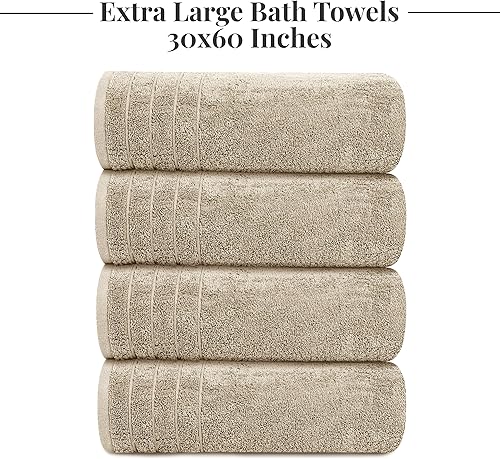 Vista 56 de Tens Towels Paquete de 4 toallas de baño extragrandes de 30 x 60 pulgadas, 100% algodón, más grandes y ligeras, más rápidas de secar, súper suaves