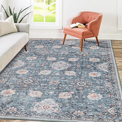 Mcadore Alfombras de área de 6 x 9 pies, alfombra bohemia lavable, alfombra antideslizante para sala de estar, dormitorio, cocina, alfombra suave de