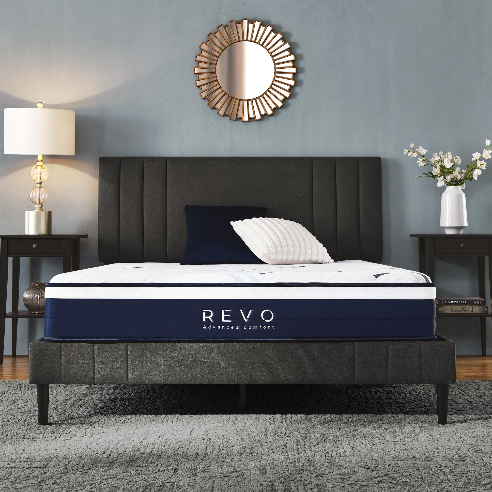 REVO Sleep 10-inch Cooling Hybrid California King Mattress with Gel Memory Foam and Individually Wrapped Innerspring Coils - Superior Medium Comfort and Posture Support
