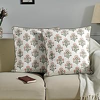 Vista 8 de Ridhi Juego de 2 fundas de almohada modernas de algodón decorativas para sillón, sofá, cama, sala de estar, decoración primaveral del hogar, 16 x 16