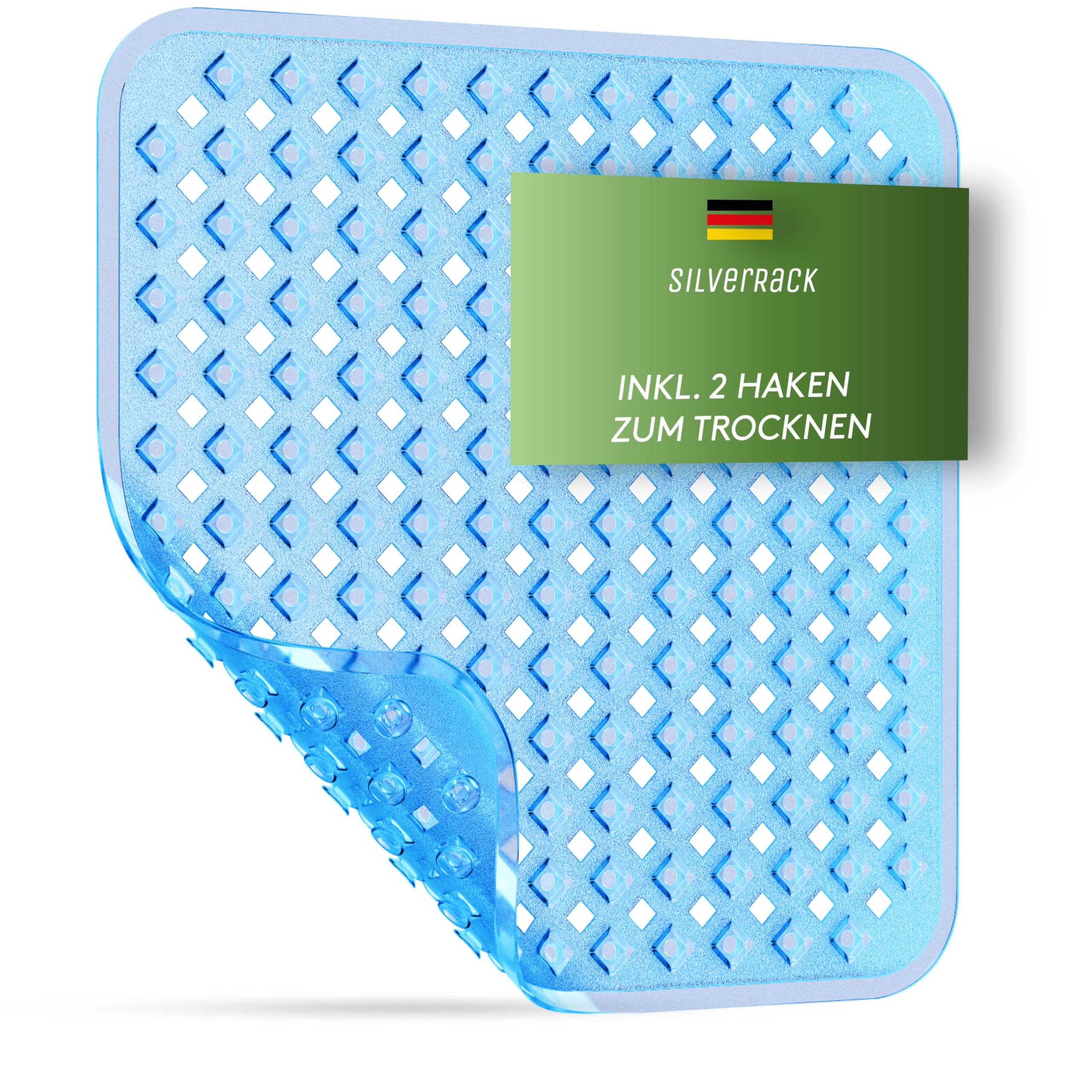 SilverRack Tappetino antiscivolo per doccia, 53 x 53 cm, per bambini, senza BPA, lavabile in lavatrice e resistente alla muffa, antiscivolo