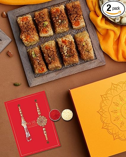 Rakhi for brother and bhabhi with sweets Alwar Milk Cake 250 Grams by The House Of Treats? Rakhi for Brother and Bhabhi combo Rakhi gift for brother with sweets Rakhi Combo Pack