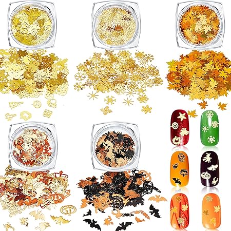 Amazon.com: Fall Glitter Nail Sequins Maple Leaf Nail Glitters Flakes