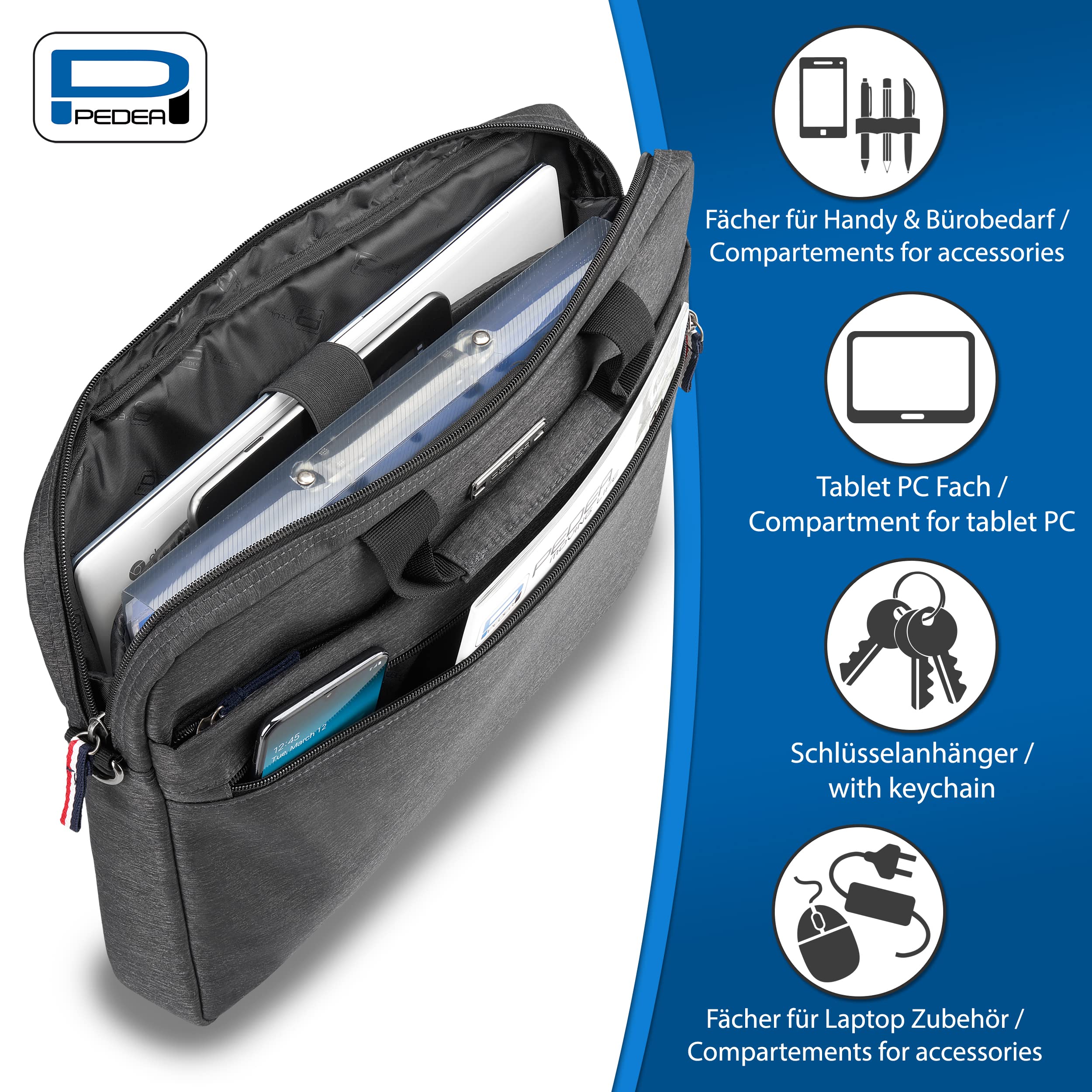 Pedea Notebooktasche "URBAN-NICE", grau [17,3 Zoll (43,9cm)]