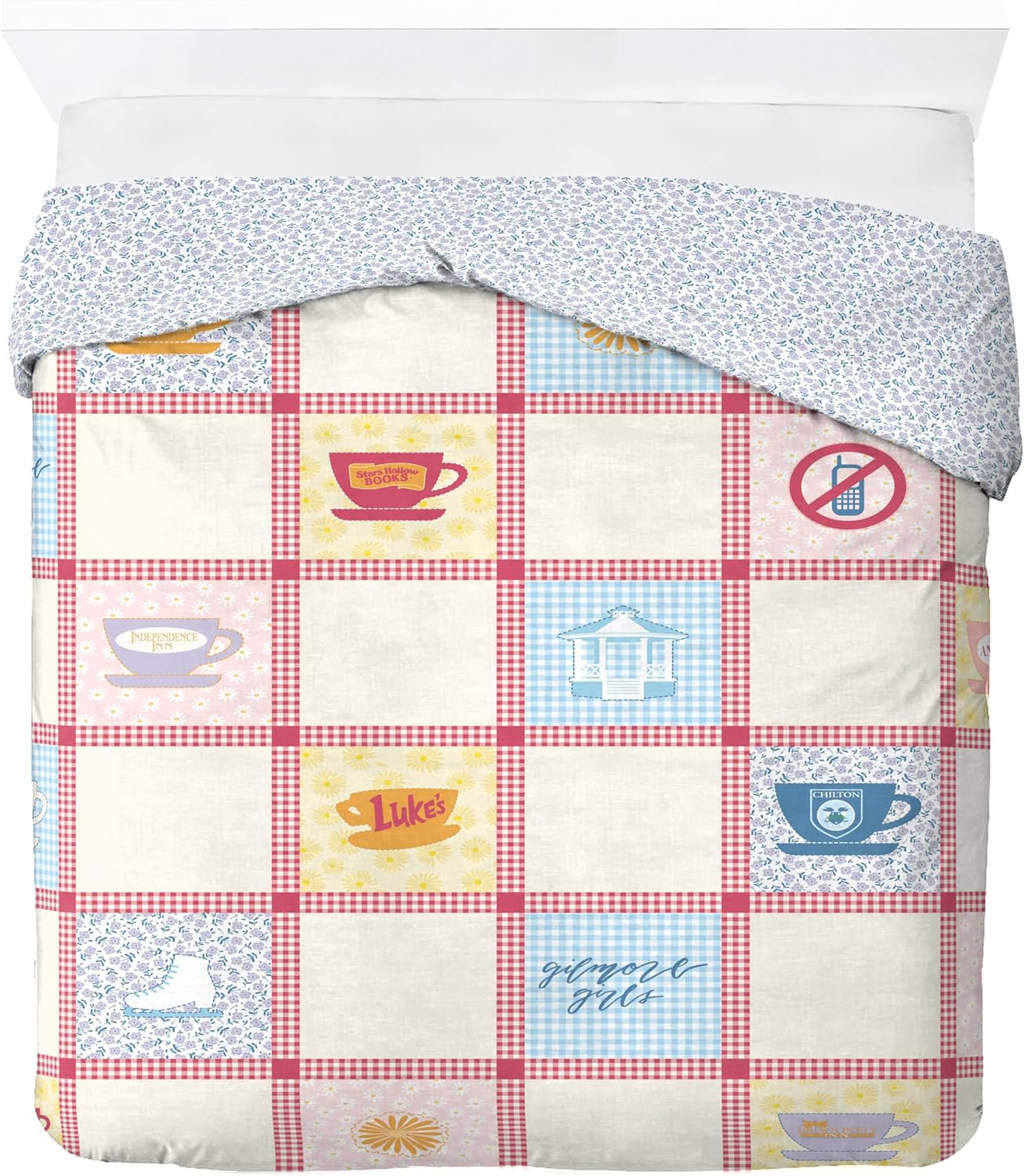 Jay Franco Duvet Cover Set with Sham & Pillowcase – Ultra-Soft Linen Feel Bedding for Room Decor, Cover ONLY Comforter NOT Included, Multi - Gilmore Girls, 3 Piece Full