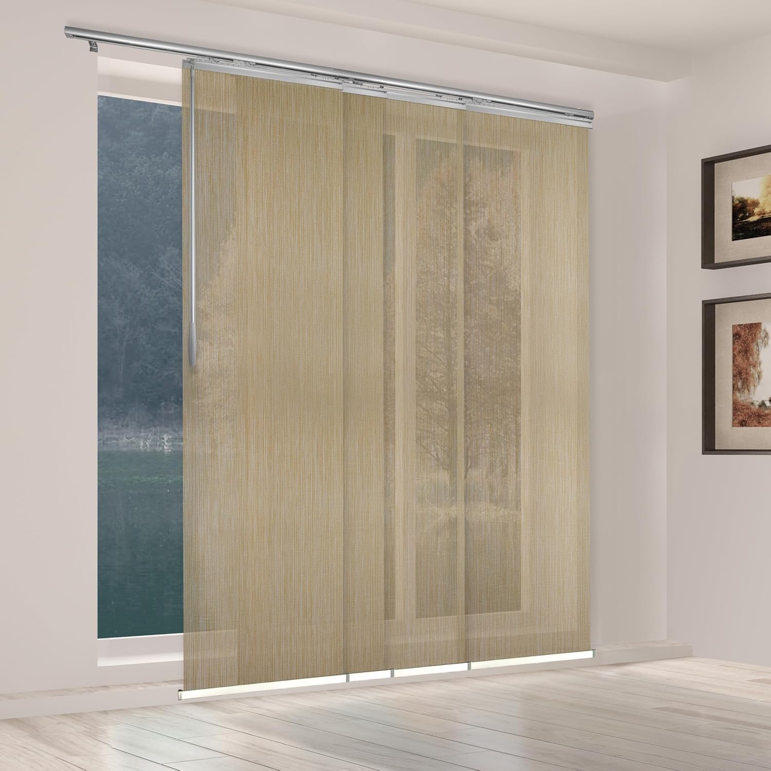 Nora 4-Panel Single Rail Panel Track Extendable 48"-88" W x 116" H, Panel Width 23.5"