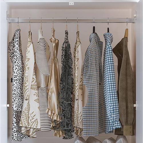 Miniatura 4 de ECACAD Armario moderno con espejo, 2 cajones, 1 barra para colgar y 2 puertas, armario de almacenamiento para dormitorio, color blanco (31.5