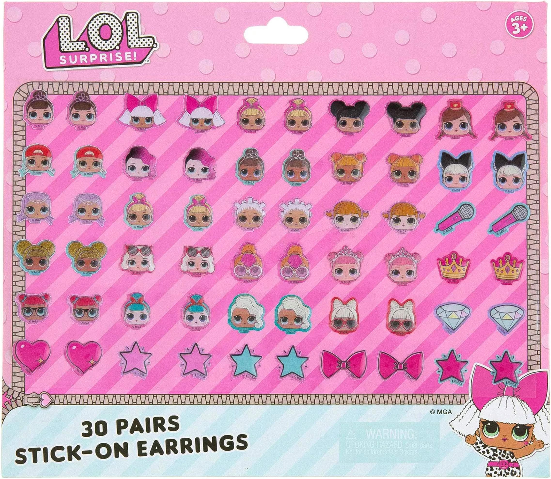 UPD LOL Dolls Sticker Earrings (24 Pair) Earrings Stickers, Birthdays, Party Favor