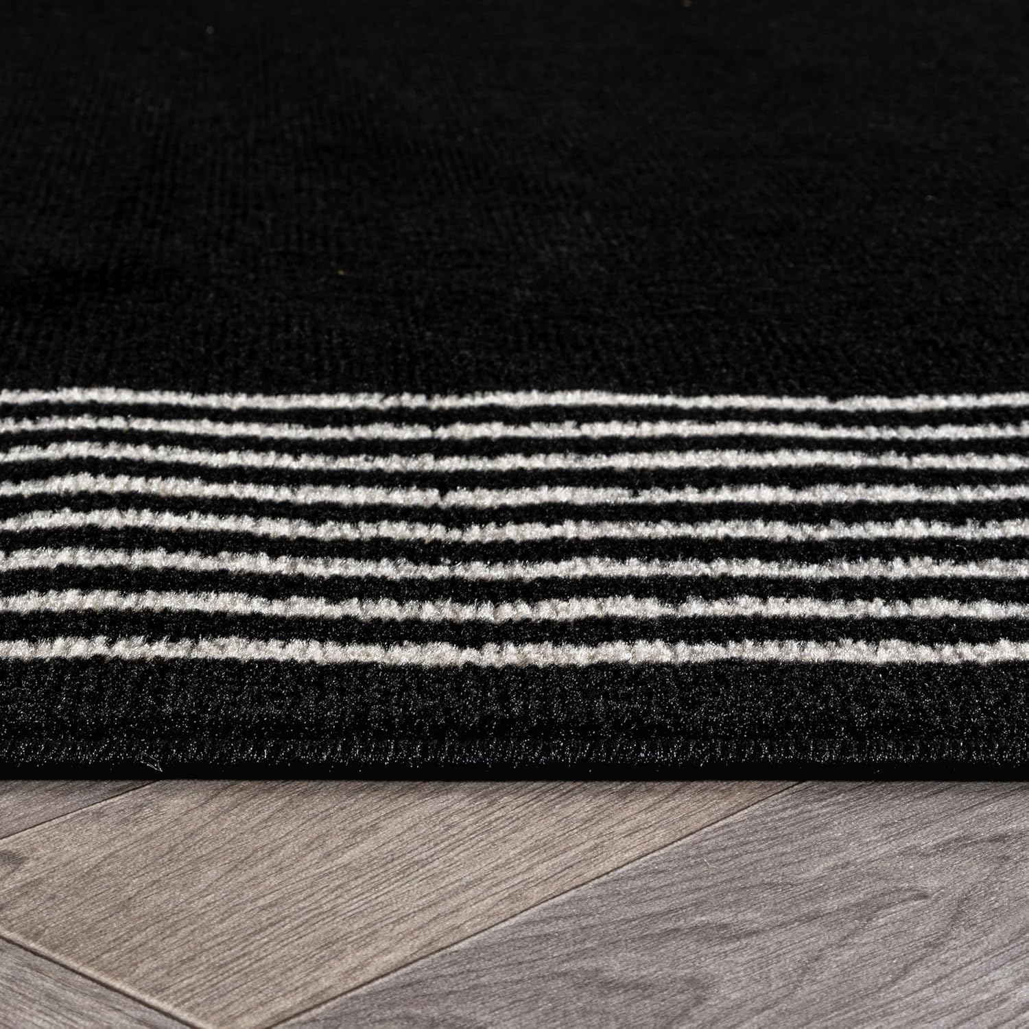 Rugshop Modern Minimal Bordered Indoor Area Rug for Entryway,Bedroom,Kitchen Rug Low Pile Rug with Jute Backing 4' x 6' Black