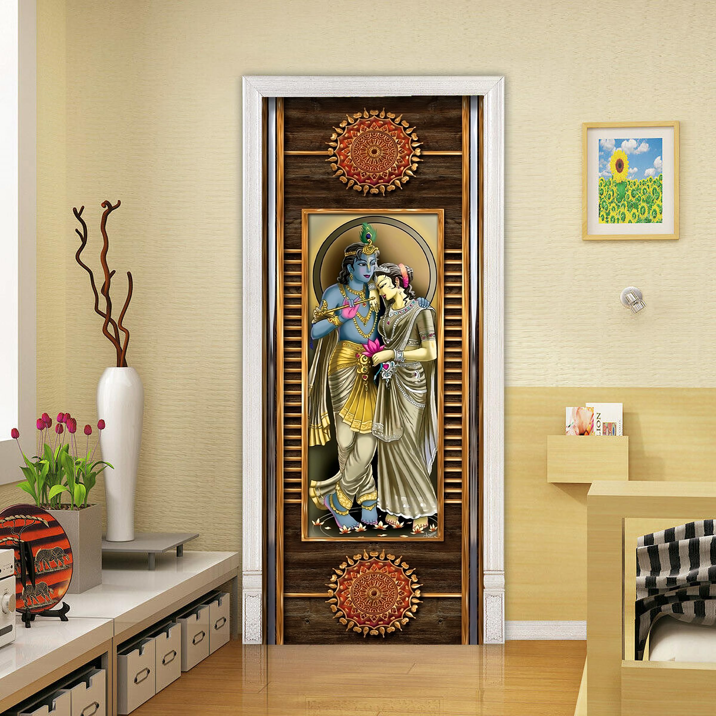 WHITECRAFTS 3D Radha Krishna Door Wallpaper Self Adhesive Door Vinyl, Door Sticker Peel and Stick Removable Vinyl Decals for Home Decor,Water Proof (30x78 inch) (B0D7W8LF2N) Amazon Price History, Amazon Price Tracker