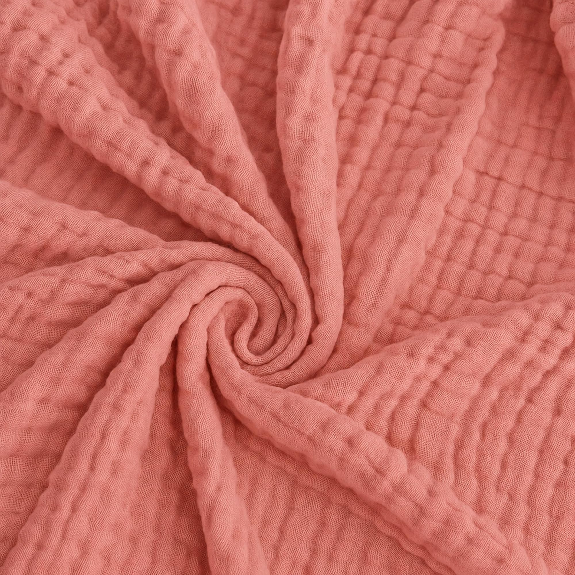 Muslin Cotton Blanket Adults, Summer Cooling Breathable Bedspread Throw (Rose Red, King(200cmx230cm))
